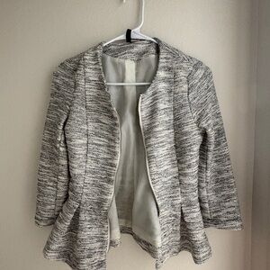 Gray Peplum Zip-up Blazer